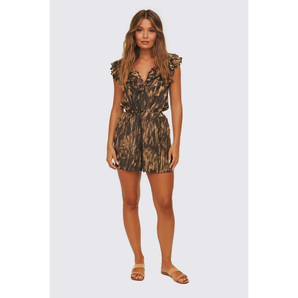 H&M Shorts Romper Jumper Jumpsuit Animal Print Sleeves Women's WOMAN'S Size 10